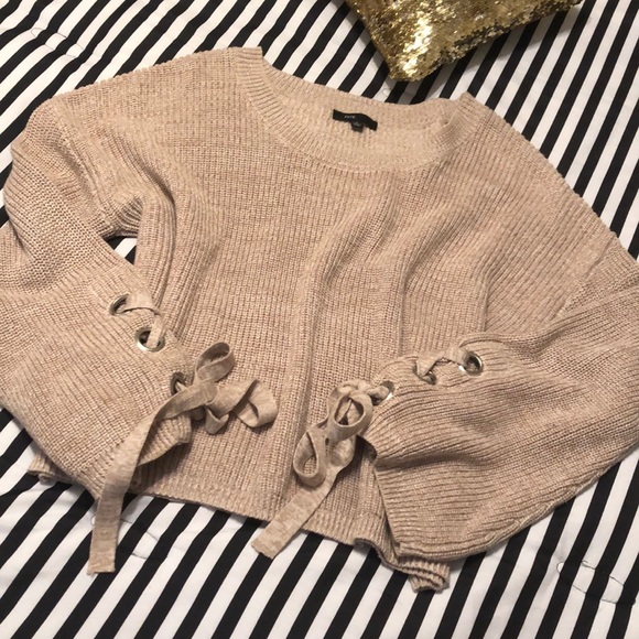 American Eagle Outfitters Sweaters - Women’s Fate tan lace up bell sleeve sweater🖤